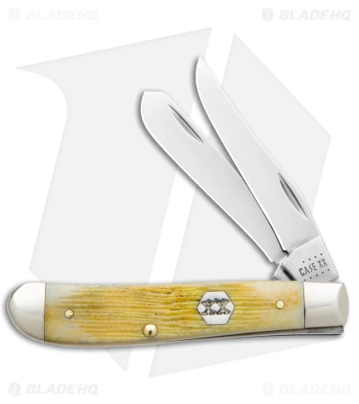 Case Mini Trapper Knife Burnt Cream Bone Barnboard Jigged (2.7" Polish) 36725