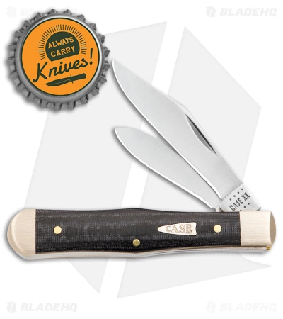 Case Cutlery Case Small Swell Center Jack Knife 3" Smooth Black Micarta (10225 1/2 SS) 27737 - Image 4