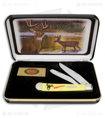 Case Cutlery Case Whitetail Deer Trapper Knife 4.125" Yellow Synthetic (6254 SS)