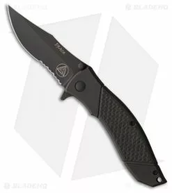 Combative Edge Draco D1 Spring Assisted Knife Black (3.5" Black Serr)