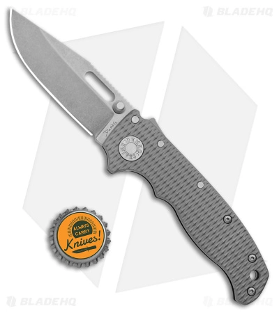 Demko Knives AD20.5 Clip Point Shark Lock Knife Textured Titanium (3" SW 3V) - Image 4