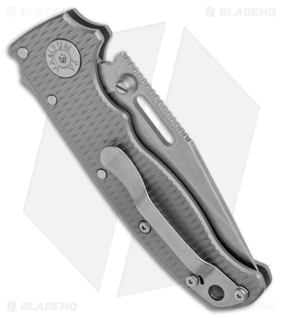 Demko Knives AD20.5 Clip Point Shark Lock Knife Textured Titanium (3" SW 3V) - Image 3