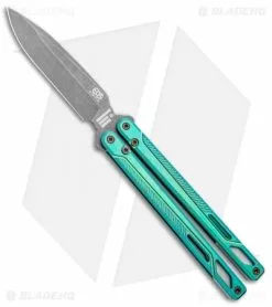 Elite Outfitting Solutions Inc. EOS Serpent Balisong Butterfly Knife Antique Green Ti (4.1" Stonewash)
