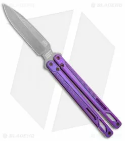 Elite Outfitting Solutions Inc. EOS Serpent Balisong Butterfly Knife Purple Ti (4.1" Stonewash)