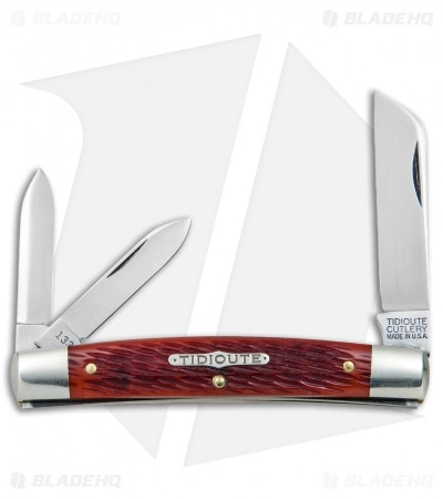 Great Eastern Cutlery GEC #13 Tidioute Cutlery Congress Whittler Pocket Knife 3.6" Rust Red Jig Bone
