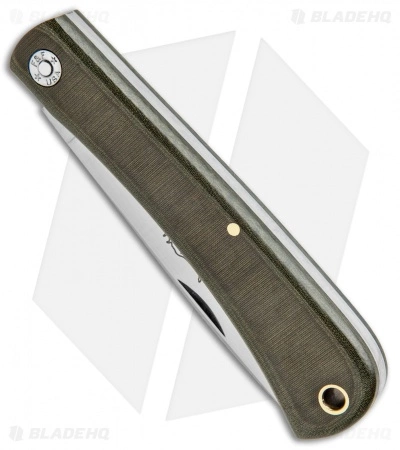 Great Eastern Cutlery GEC #21 Farm & Field Bull Buster Slip Joint OD Green Linen Micarta (4.625"Satin) - Image 2