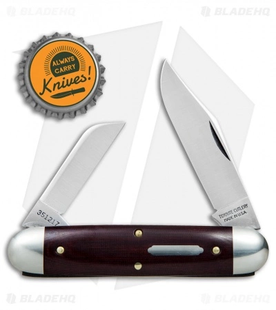 Great Eastern Cutlery GEC #35 Tidioute Cutlery Churchill Pocket Knife 3.75" Maroon Linen Micarta - Image 4