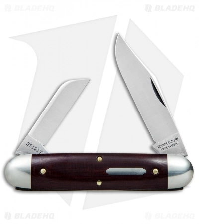 Great Eastern Cutlery GEC #35 Tidioute Cutlery Churchill Pocket Knife 3.75" Maroon Linen Micarta