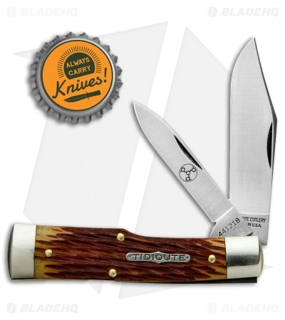 Great Eastern Cutlery GEC #44 Tidoute Gunstock Buffalo Jack Pocket Knife 3.375" Goldenrod Jigged Bone - Image 4
