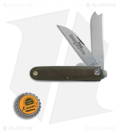 Great Eastern Cutlery GEC #35 Farm & Field Calf Pen Pocket Knife 3.6" OD Green Micarta 350217 - Image 4