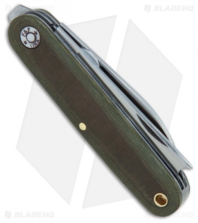 Great Eastern Cutlery GEC #35 Farm & Field Calf Pen Pocket Knife 3.6" OD Green Micarta 350217 - Image 2