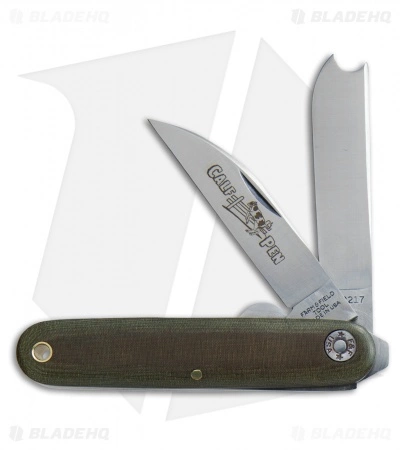 Great Eastern Cutlery GEC #35 Farm & Field Calf Pen Pocket Knife 3.6" OD Green Micarta 350217