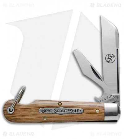 Great Eastern Cutlery GEC #15 Tidioute Beer Scout Knife Club 3.5" Beer Barrel Oak
