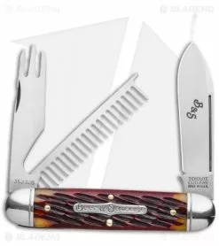 Great Eastern Cutlery GEC Tidioute Cutlery Beer & Sausage 3.75" Pocket Knife Autumn Leaf Jigged Bone