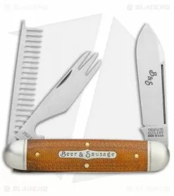 Great Eastern Cutlery GEC Tidioute Cutlery Beer & Sausage 3.75" Pocket Knife Natural Canvas Micarta