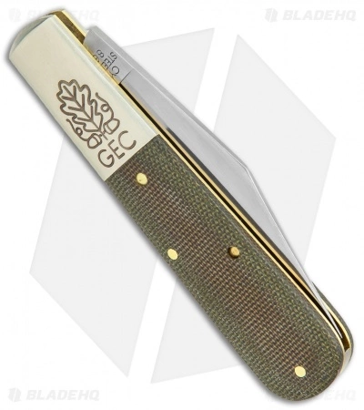 Great Eastern Cutlery GEC Two Acorn Barlow Knife 3.75" Green Linen Micarta 861121 - Image 3