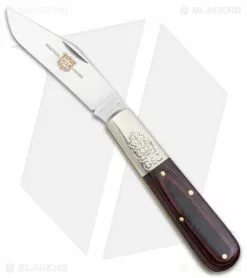 Great Eastern Cutlery GEC Two Acorn Barlow Knife 3.75" Red & Black Linen Micarta 861121