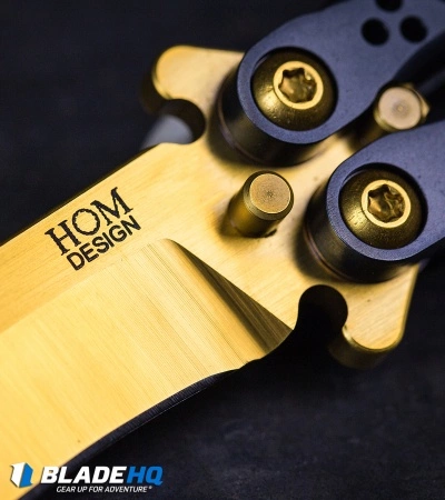 Hom Design Basilisk Elite Balisong Butterfly Knife PVD Ti (4.6" Gold) - Image 8