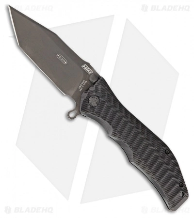 HTM Knives HTM Darrel Ralph Large Gun Hammer Tanto Spring Assisted Knife Black (3.8" Black)