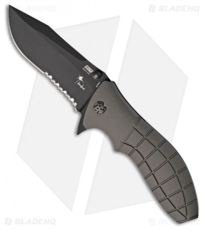 HTM Knives HTM Kirby Lambert Snap Clip Point Spring Assisted Knife Gray (3.5" Black Serr)