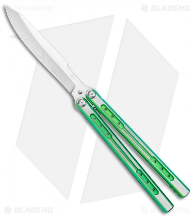 Heibel Knives Sapient Balisong Knife Green Ano Two-Tone (4.25" SW) #57