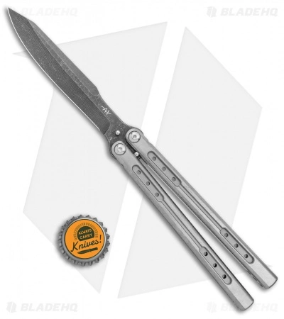 Heibel Knives Sapient Balisong Knife Stonewash Ti (4.25" Beveled Black SW) #68 - Image 4