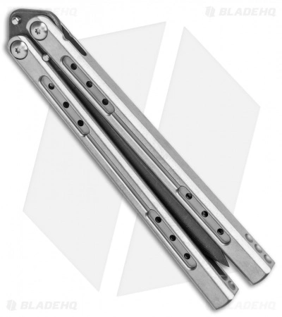 Heibel Knives Sapient Balisong Knife Stonewash Ti (4.25" Beveled Black SW) #68 - Image 3