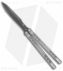 Heibel Knives Sapient Balisong Knife Satin Titanium (4.25" Beveled Black SW) #58