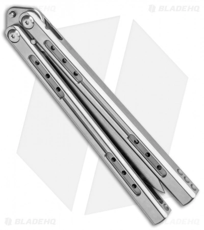 Heibel Knives Sapient Balisong Knife Satin Titanium (4.25" Beveled SW) #71 - Image 3