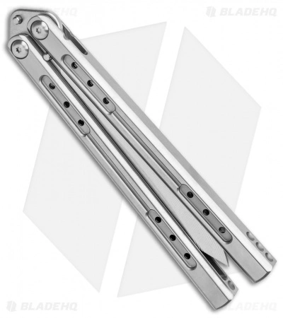 Heibel Knives Sapient Balisong Knife Satin Titanium (4.25" Beveled SW) #71 - Image 2