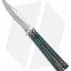 Hom Design Basilisk-R Balisong Butterfly Knife CF W/Teal Liners (4.6" Stonewash)