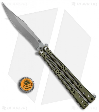Hom Design Basilisk-R Balisong Knife Standard Issue Green G-10 (4.625" BB) - Image 4