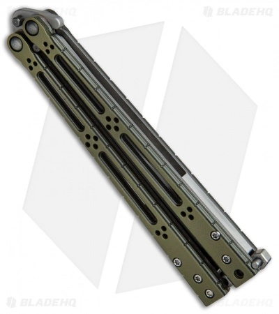 Hom Design Basilisk-R Balisong Knife Standard Issue Green G-10 (4.625" BB) - Image 2