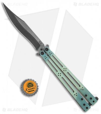 Hom Design Ghost Basilisk-R Balisong Knife Natural G-10 (4.6" Black) - Image 4
