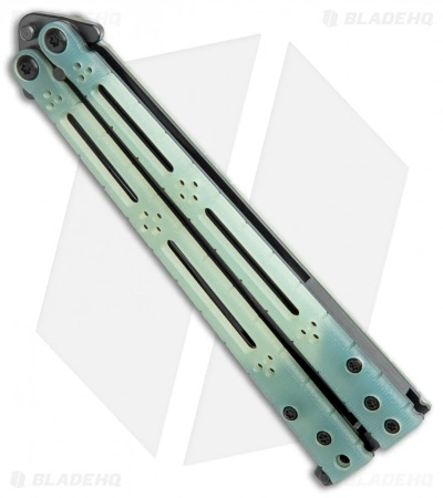 Hom Design Ghost Basilisk-R Balisong Knife Natural G-10 (4.6" Black) - Image 2