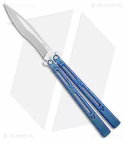 Hom Design I-Basilisk Channel Butterfly Knife Blue Titanium (4.5" Stonewash)