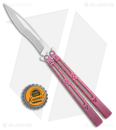 Hom Design I-Basilisk Channel Butterfly Knife Magenta Titanium (4.5" Stonewash) - Image 4