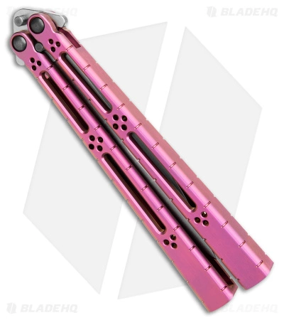 Hom Design I-Basilisk Channel Butterfly Knife Magenta Titanium (4.5" Stonewash) - Image 3