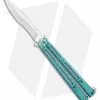 Hom Design I-Basilisk Channel Butterfly Knife Teal Titanium Latched (4.5" Satin)