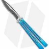 Hom Design I-Basilisk Channel Butterfly Knife Blue Titanium (4.5" Acid Wash)