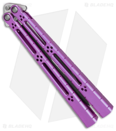 Hom Design I-Basilisk Channel Butterfly Knife Magenta Titanium (4.5" Acid Wash) - Image 3