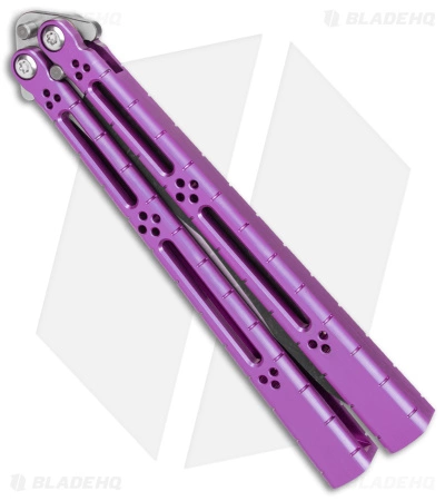 Hom Design I-Basilisk Channel Butterfly Knife Magenta Titanium (4.5" Acid Wash) - Image 2