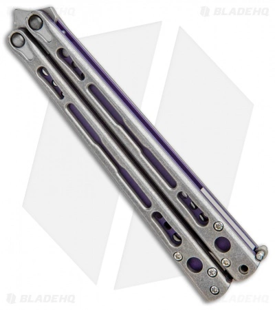 Hom Design Chimera Balisong Knife Tumbled Ti/Purple G-10 (4.75 SW) - Image 3