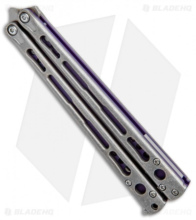 Hom Design Chimera Balisong Knife Tumbled Ti/Purple G-10 (4.75 SW) - Image 2