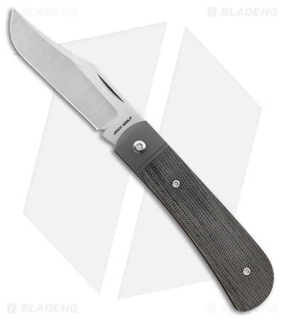 Jack Wolf Knives Benny's Clip Slip Joint Knife Black Canvas Micarta (3" Satin)