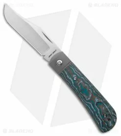 Jack Wolf Knives Benny's Clip Slip Joint Fat Carbon Arctic Storm (3" Satin)