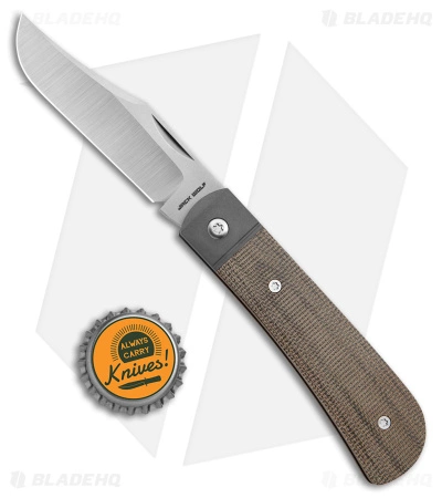 Jack Wolf Knives Benny's Clip Slip Joint Knife Green Canvas Micarta (3" Satin) - Image 5