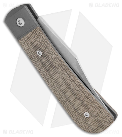 Jack Wolf Knives Benny's Clip Slip Joint Knife Green Canvas Micarta (3" Satin) - Image 3