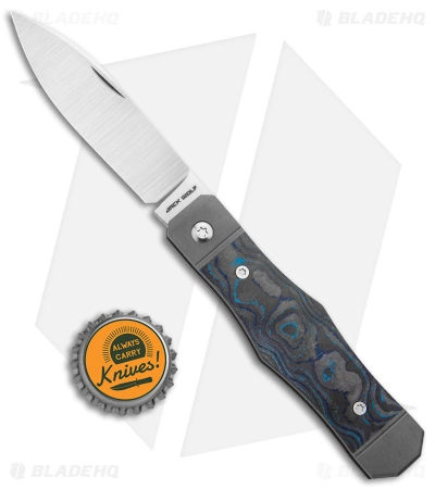 Jack Wolf Knives Vampire Jack Slip Joint Knife CamoCarbon Pacific Blue(3" Satin) - Image 5