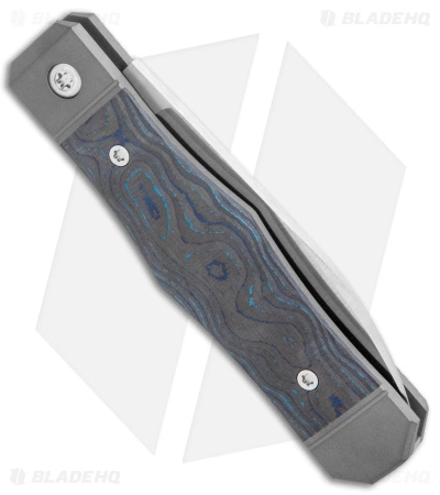 Jack Wolf Knives Vampire Jack Slip Joint Knife CamoCarbon Pacific Blue(3" Satin) - Image 3
